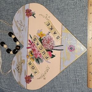 Floral Heart Wall Decor with Beaded Hanger